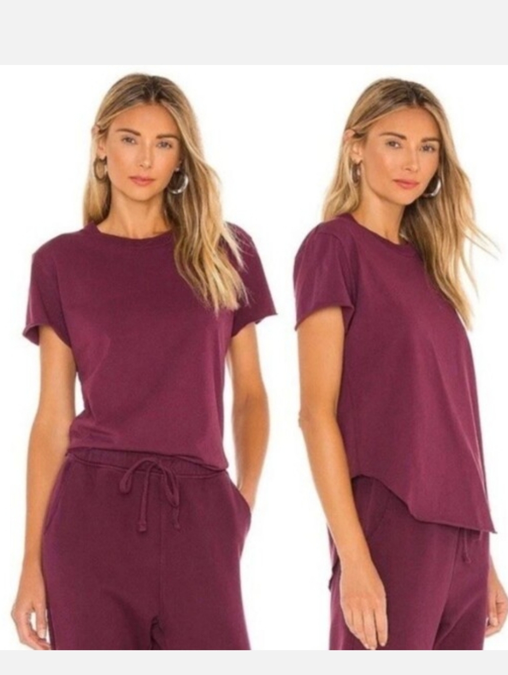 Frank & Eileen Theo Perfect Tee in Biscotti Plum Raw Hem Cotton